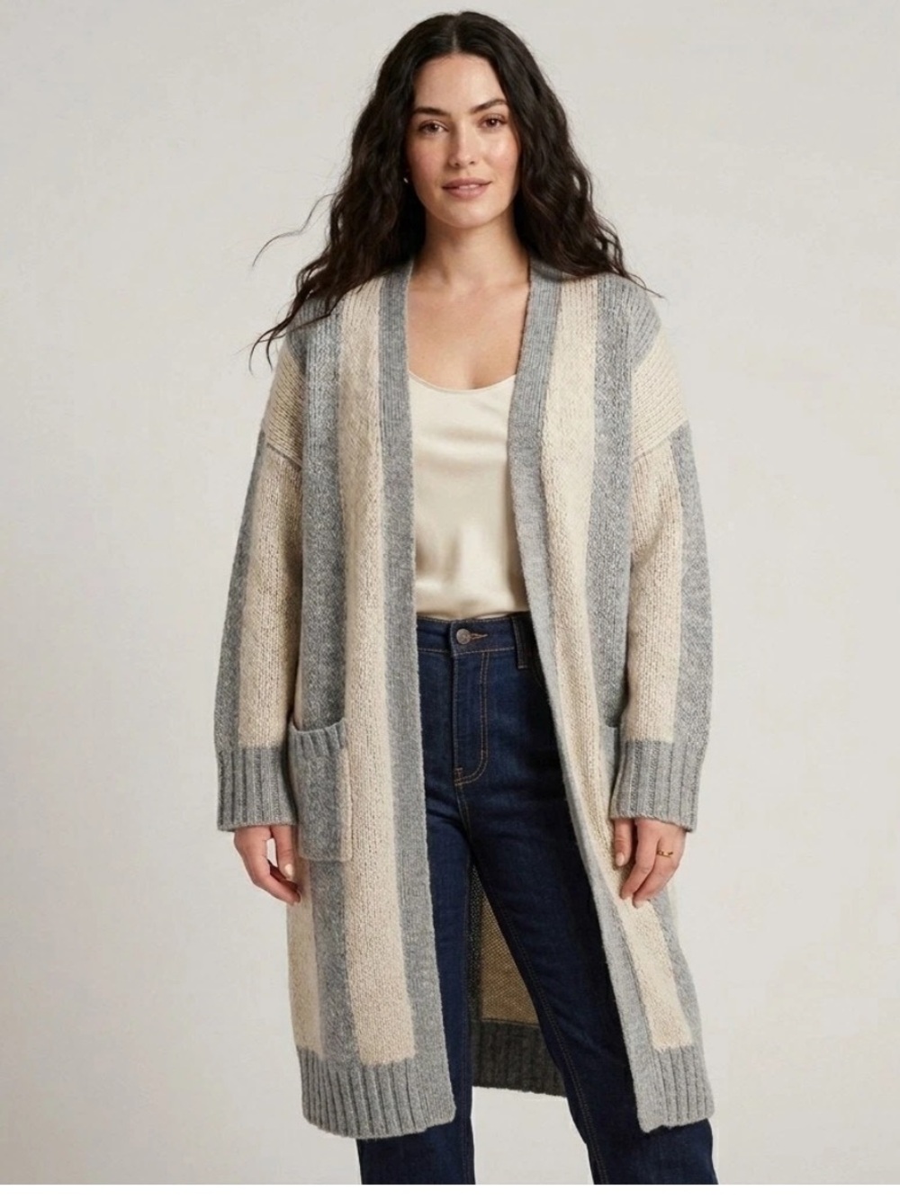 The Great. Long Open Front Duster Sweater Size 3 = Large